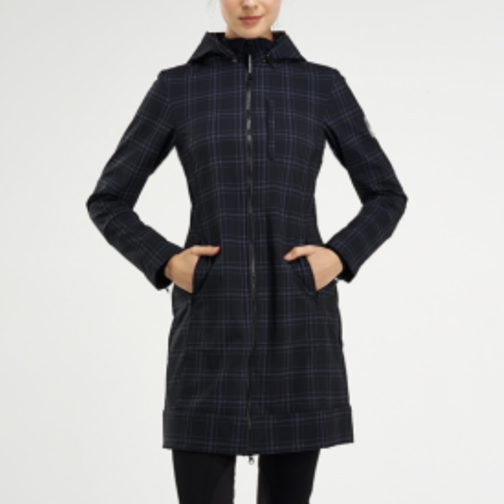 Noel ASMAR EQUESTRIAN The All Weather Rider Jacket Navy WindowPane Plaid SZ: M